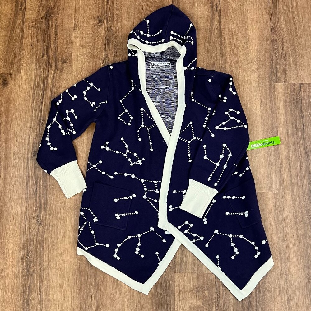 NEW ThinkGeek Constellations Draped Hooded Cardigan Sweater Science Sz 2X